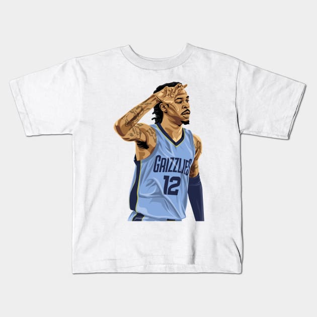 Ja Morant Celebration Kids T-Shirt by knnthmrctn